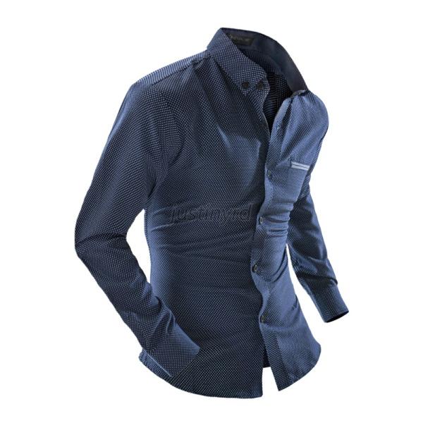 Nice Mens Fashion Slim Fit Business Casual Dot Dress Shirt Long Sleeve Tee Tops | eBay